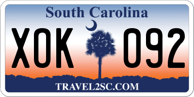 SC license plate XOK092