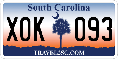 SC license plate XOK093