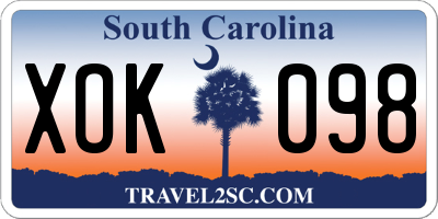 SC license plate XOK098