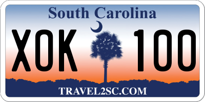 SC license plate XOK100