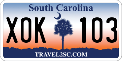 SC license plate XOK103
