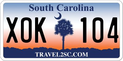 SC license plate XOK104