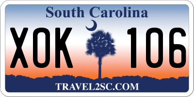 SC license plate XOK106