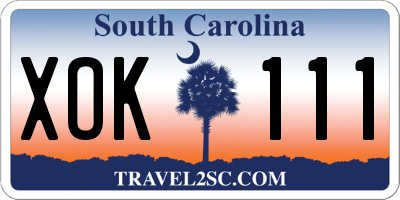 SC license plate XOK111