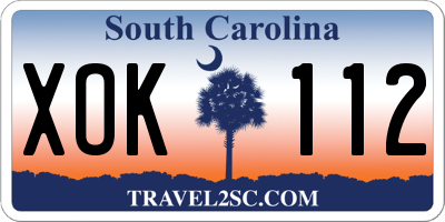 SC license plate XOK112