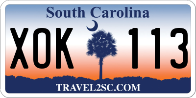 SC license plate XOK113