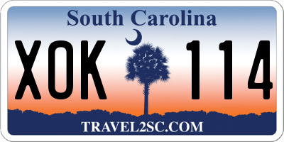 SC license plate XOK114