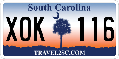 SC license plate XOK116