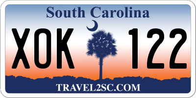 SC license plate XOK122