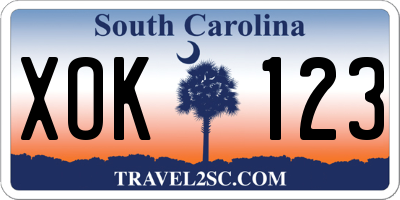 SC license plate XOK123