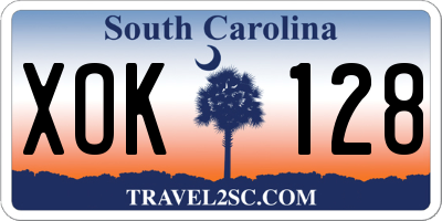 SC license plate XOK128