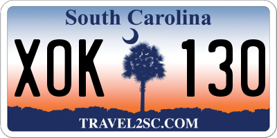 SC license plate XOK130