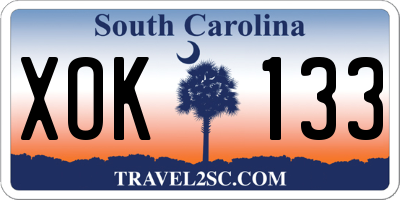 SC license plate XOK133