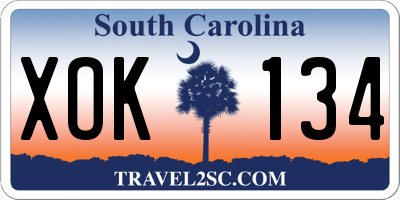 SC license plate XOK134