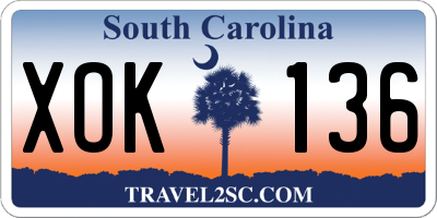 SC license plate XOK136