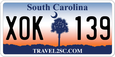 SC license plate XOK139
