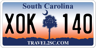 SC license plate XOK140
