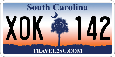 SC license plate XOK142
