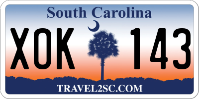 SC license plate XOK143