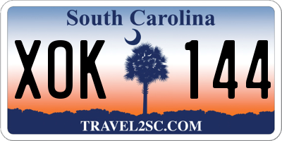SC license plate XOK144