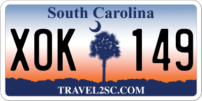 SC license plate XOK149