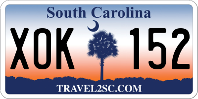 SC license plate XOK152