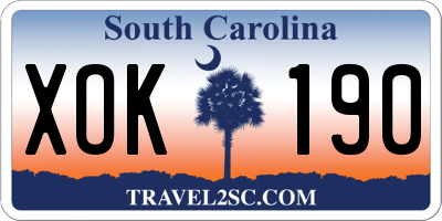 SC license plate XOK190