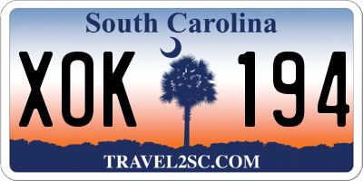 SC license plate XOK194