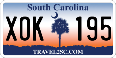 SC license plate XOK195