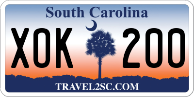 SC license plate XOK200