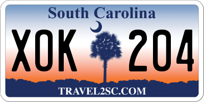 SC license plate XOK204