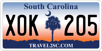 SC license plate XOK205