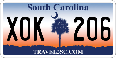 SC license plate XOK206
