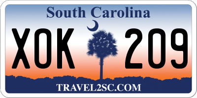 SC license plate XOK209
