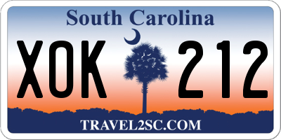 SC license plate XOK212