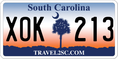 SC license plate XOK213