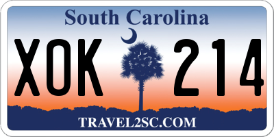 SC license plate XOK214
