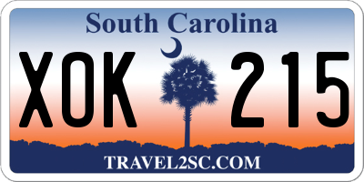SC license plate XOK215