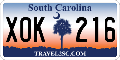 SC license plate XOK216