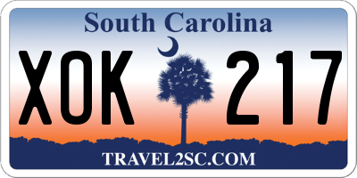 SC license plate XOK217