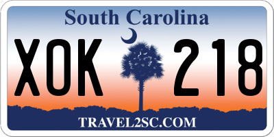 SC license plate XOK218