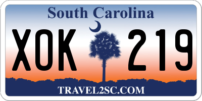 SC license plate XOK219