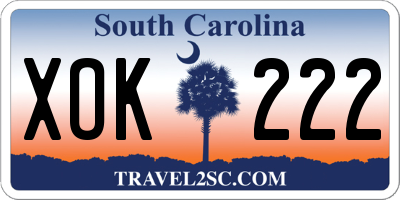 SC license plate XOK222