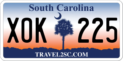 SC license plate XOK225