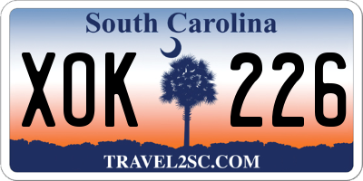 SC license plate XOK226