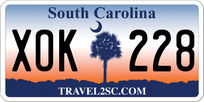 SC license plate XOK228