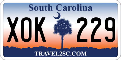 SC license plate XOK229