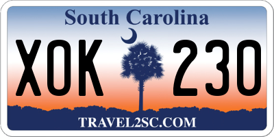SC license plate XOK230