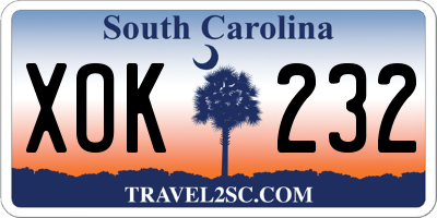SC license plate XOK232