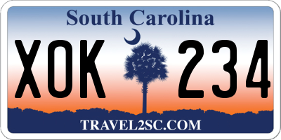 SC license plate XOK234